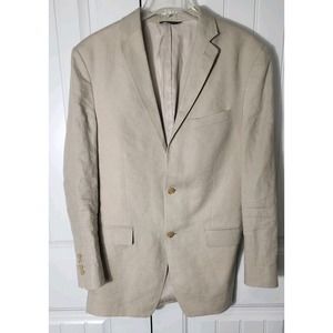 Ralph‎ Lauren x Dillard's Blazer 100% Linen Jacket Mens Tan 40L Canada Made